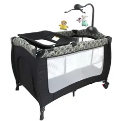تخت و پارک نوزاد بیبی فور لایف طرح طاووس Baby4life
