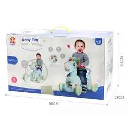 واکر چهارچرخ موزیکال کودک اسب آبی pony fun