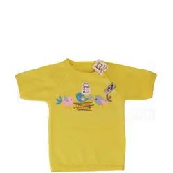 یقه گرد آستین کوتاه دخترانه طرح جوجه زرد تاپ لاین Topline