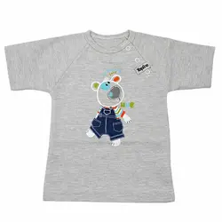 تیشرت آستین کوتاه بچگانه ملانژ تاپ لاین طرح پاندا Topline