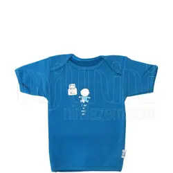 یقه گرد آستین کوتاه پسرانه آبی نفتی New Born تاپ لاین Topline