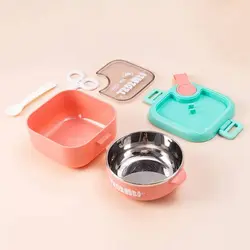 ست غذا خوری استیل کودک با قاشق و قیچی 750 میل Lunch Box