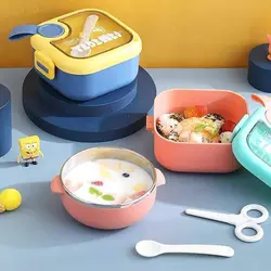 ست غذا خوری استیل کودک با قاشق و قیچی 750 میل Lunch Box
