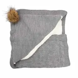 پتو بافت کلاهدار نوزادی منگوله دار Aldiana