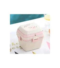 ظرف غذا بامبو دو طبقه کودک با قاشق Lunch Box