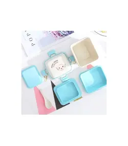 ظرف غذا بامبو دو طبقه کودک با قاشق Lunch Box