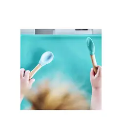 قاشق و چنگال سیلیکونی دسته چوبی مینیک اوی اوی MinikOiOi