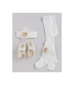 ست نوزادی دخترانه پاپوش هدبند جوراب شلواری Little Gift