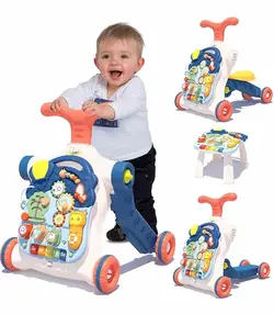 اسکوتر و واکر 5 کاره موزیکال بی بی پارتنر آبی تیره Baby Partner