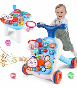 اسکوتر و واکر 5 کاره موزیکال بی بی پارتنر آبی روشن Baby Partner