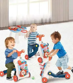 اسکوتر و واکر 5 کاره موزیکال بی بی پارتنر آبی روشن Baby Partner