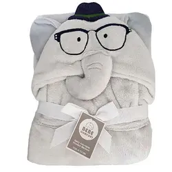 پتو نوزاد کلاهدار فیل طوسی ببه کامفورت BEBE COMFORT