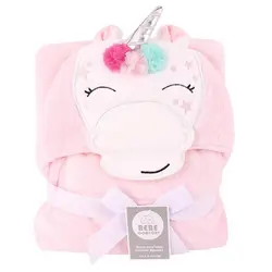 پتو نوزاد کلاهدار یونیکورن صورتی ببه کامفورت BEBE COMFORT