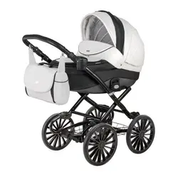 ست کالسکه سفید مشکی چرم 4 تکه آدامکس مدل BARLETTA RETRO