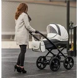 ست کالسکه سفید مشکی چرم 4 تکه آدامکس مدل BARLETTA RETRO