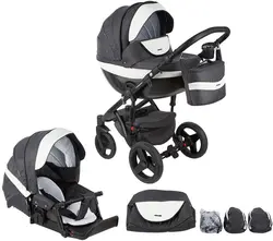 ست کالسکه مشکی 4 تکه آدامکس مدل MONTE D6