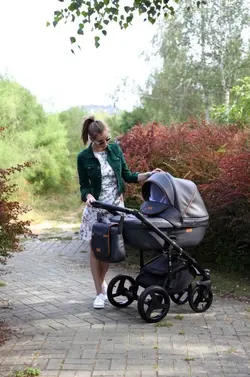 ست کالسکه خاکستری چرم 4 تکه آدامکس مدل MASSIMO DELUXE V205