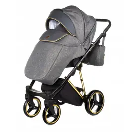 ست کالسکه طوسی طلایی 4 تکه آدامکس مدل CRISTIANO 468