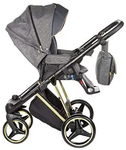 ست کالسکه طوسی طلایی 4 تکه آدامکس مدل CRISTIANO 468