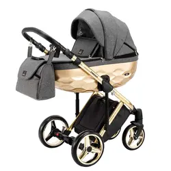 ست کالسکه طوسی طلایی 4 تکه آدامکس مدل CHANTAL STAR 1