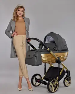 ست کالسکه طوسی طلایی 4 تکه آدامکس مدل CHANTAL STAR 1