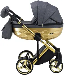 ست کالسکه طوسی طلایی 4 تکه آدامکس مدل CHANTAL STAR 1