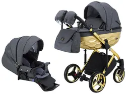 ست کالسکه طوسی طلایی 4 تکه آدامکس مدل CHANTAL STAR 1