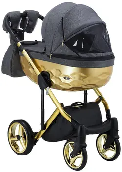 ست کالسکه طوسی طلایی 4 تکه آدامکس مدل CHANTAL STAR 1