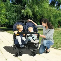 کالسکه دوقلو سرمه ای بروی BREVI مدل INDUE