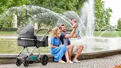 سرویس سه تکه کالسکه طوسی کریر و ساک لوازم کیندرکرافت مدل VEO