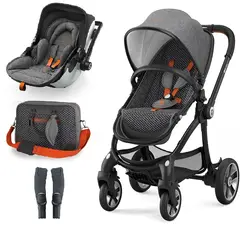 کالسکه و کریر طوسی کیدی همراه ساک لوازم و بیس Evostar1