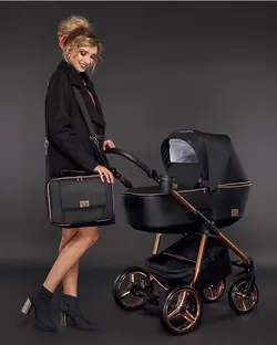 ست کالسکه مشکی بژ 4 تکه آدامکس مدل REGGIO SE Y302