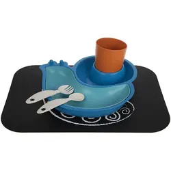 ظرف غذاخوری کودک گیاهی آبی موسیو بیبی MOSIO BABY