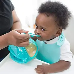 ظرف غذای کودک آبی قاشق دار با درب دکتر براون DR BROWNS