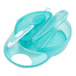 ظرف غذای کودک آبی قاشق دار با درب دکتر براون DR BROWNS