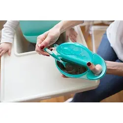 ظرف غذای کودک آبی قاشق دار با درب دکتر براون DR BROWNS