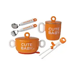 ست ظرف غذاخوری نارنجی 5 تکه کودک رووکو Rovco