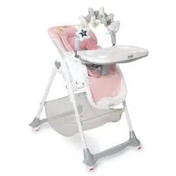 صندلی غذاخوری کودک پلی جیم دار Brevi مدل B.FUN صورتی