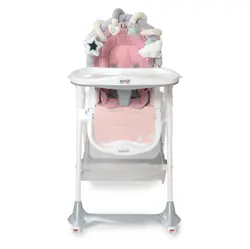 صندلی غذاخوری کودک پلی جیم دار Brevi مدل B.FUN صورتی