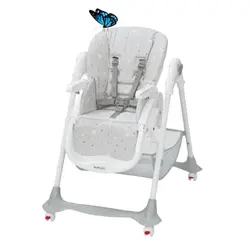 صندلی غذاخوری کودک پلی جیم دار Brevi مدل B.FUN طوسی