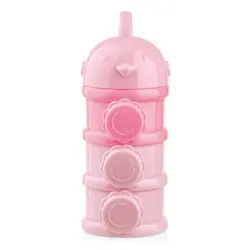 ظرف ذخیره شیرخشک و غذا سه عددی صورتی بیبی سیل BABISIL