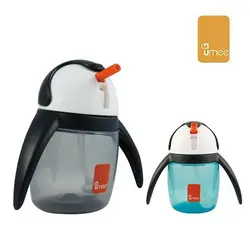 لیوان آبمیوه خوری نی دار 240میل مدل پنگوئن یومه UMEE