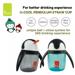 لیوان آبمیوه خوری نی دار 240میل مدل پنگوئن یومه UMEE