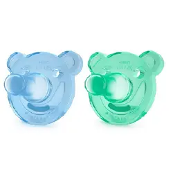 پستانک سیلیکونی اونت دو عددی آبی و سبز با جعبه