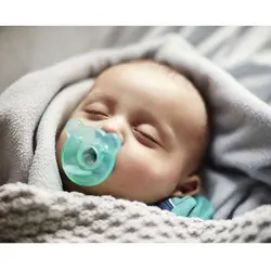 پستانک سیلیکونی اونت دو عددی آبی و سبز با جعبه