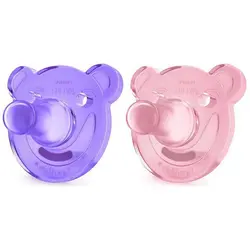 پستانک سیلیکونی اونت دو عددی صورتی و بنفش با جعبه