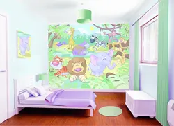 پوستر دیواری اتاق کودک سفر در جنگل با حیوانات مهربان وال تستیک WALLTASTIC
