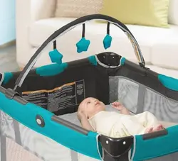 تخت و پارک بازی آبی گراکو GRACO مدل Go Playard