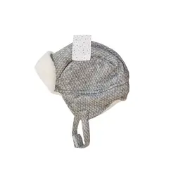 کلاه کودک زمستانی طوسی خلبانی ژاکارد ایندیگو