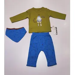 ست لباس بلوز و شلوار کودک آبی کارامل